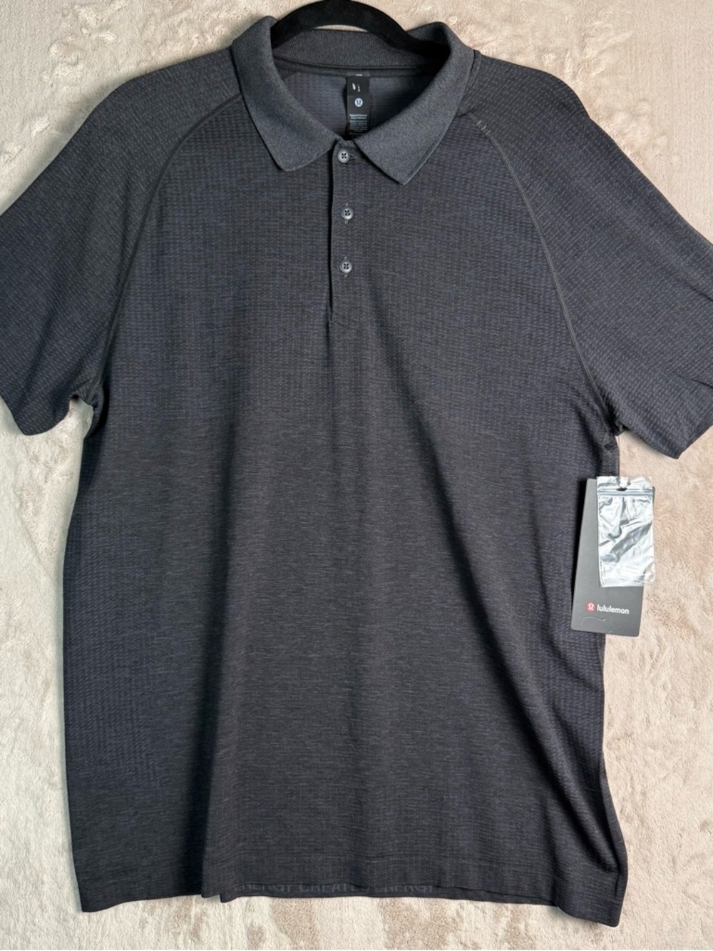 Lululemon Polo Shirt Mens Large Gray Performance Short Sleeve NWT